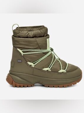 UGG Women’s Yose Olive Green Puffer MID Boots with Tan Sole